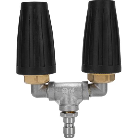 Boquilla giratoria de doble cabezal para hidrolavadora de 4000 psi con conexión rápida de 1/4 de pulgada, color negro. (1/5)