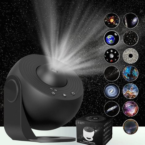 13-in-1-Sternen-Deckenprojektor, 360° drehbarer Planetariumsprojektor, Nachtlicht, Sternenhimmelprojektor mit Sonnensystem, Mond, Nebel, Galaxie, Kosmonautenprojektor für Kinder und Erwachsene [Energi