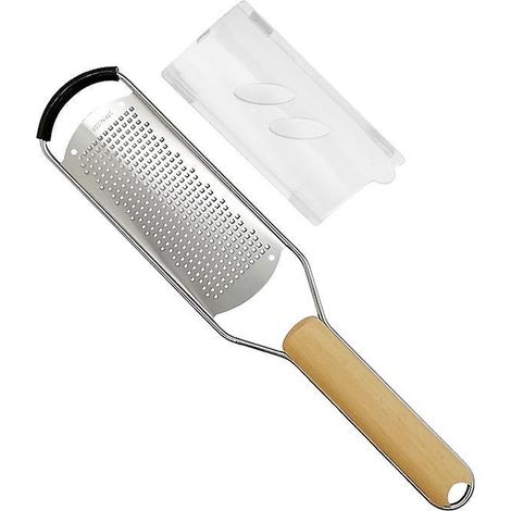 Silikonreibe mit Holzgriff, feine Microplane-Küchenreibe aus Edelstahl für Käse, Karotten, Ingwer, Kokosnuss, Nüsse und mehr (1/5)