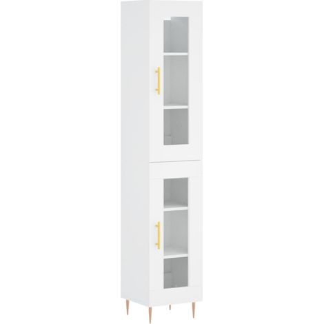 Aparador cajonera mueble almacenaje organizador cocina salón salón alto 345 x 34 x 180 cm madera de ingeniería blanco 020032375