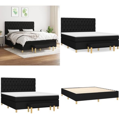 Boxspringbett mit Matratze Schwarz 160x200 cm Stoff - Boxspringbett - Doppelbett - Schlafsystem - Bettrahmen - Matratze - Home & Living (1/5)