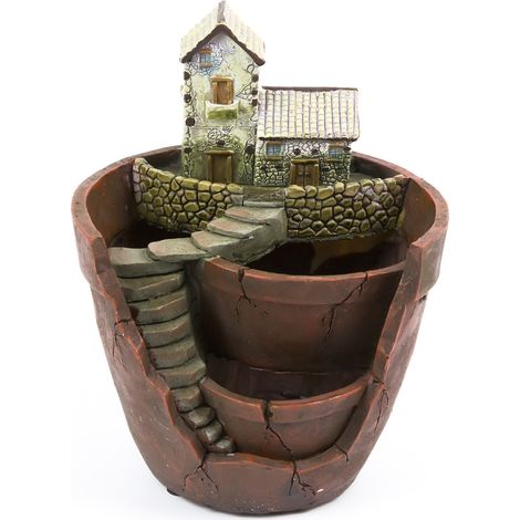 Pot à fleurs en résine Jardin suspendu Mini paysage 3 compartiments Décoration intérieure Maison Bureau Cadeau original marron (1/3)