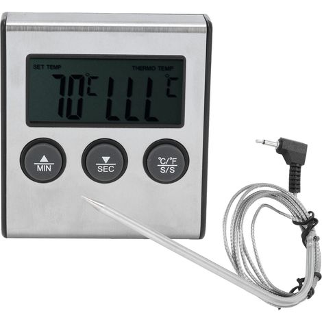 Thermomètre numérique de cuisine avec sonde pliable, minuteur et alarme, mesure de température alimentaire (1/5)