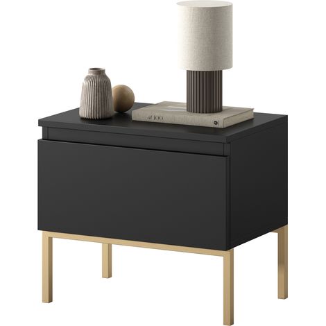 Selsey BEMMI - Comodino - nero con gambe dorate (1/5)