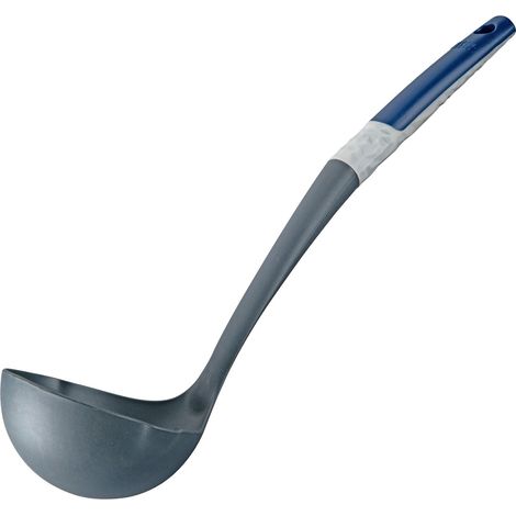 Louche avec échelle de mesure - 34 x 10,5 cm - Idéal pour remplir et servir - Résistant à la température jusqu'à +180 °C - Gris/bleu - Passe au lave-vaisselle (1/5)
