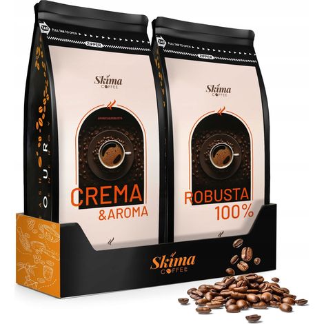 Chicchi di caffè 1kg x2 crema&aroma/robusta 100% freschi per macchina da espresso + omaggio (1/5)