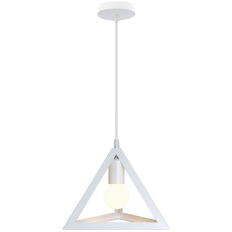 royaluxe- Plafonnier Triangulaire En Métal Suspension Luminaire Moderne E27, Blanc Pour Loft, Café, Bar, Restaurant (1/5)