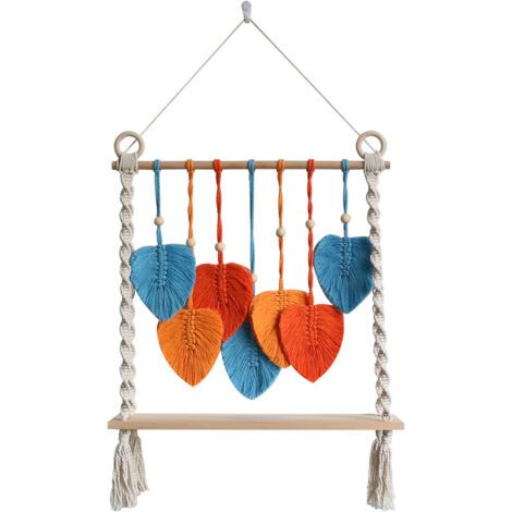 Décoration murale en feuille de macramé, décor de feuilles en macramé, Décoration d'intérieur chic, Tapisserie Boho en macramé, décoration murale, macramé à feuilles de bohème pour la décoration (1/3)