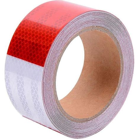 Bande réfléchissante autocollante, haute visibilité, autocollante de sécurité imperméable pour véhicules, 10 m x 50 mm, blanc/rouge (1/4)