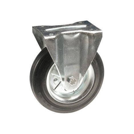 Gabelrad mit fester Platte in verzinkter Stahl und Gummi -Ring - Ø80 mm.