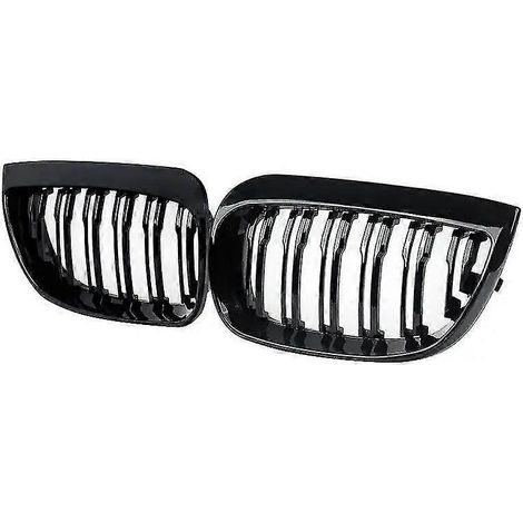 Paar Nierengrill für BMW E81, E82, E87, E88 (2004–2013), glänzend schwarz, Doppellamellen-Design – Vor-Facelift