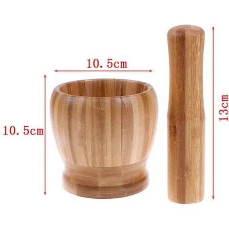 Pot à épices, mortier et pilon en bois, bol presse-ail, ustensiles et accessoires de cuisine - Type M (1/4)