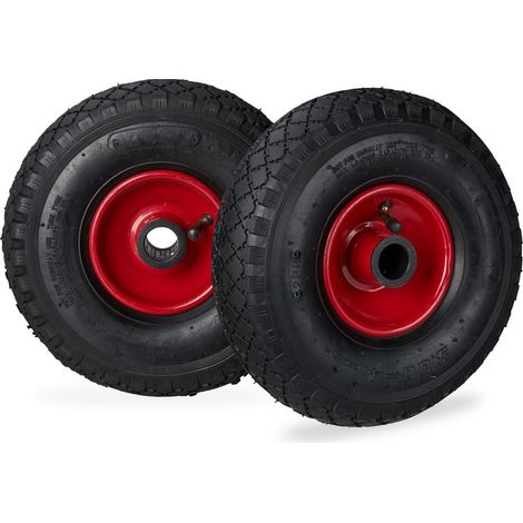 Lot de 2 roues en caoutchouc 3.00-4 – Jante acier – Charge max 100 kg – Roulement à aiguilles pour transport confortable (1/5)