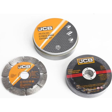 JCB Winkelschleifer Zubehör Set 12-teilig 115 mm Trennscheibe und Diamantscheibe (1/2)