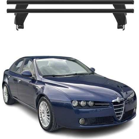 OMAC Dachträger Querträger Alu für Alfa Romeo 159 Limo 2005-2011 – Abschließbar – T-Nut – City-Crash-getestet – Max. 50 kg Schwarz (1/5)
