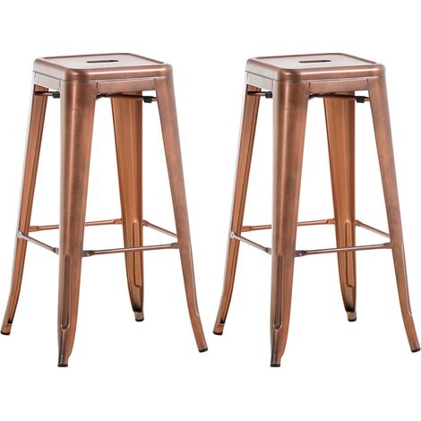 Set di 2 sgabelli da bar in metallo in stile industriale con poggiapiedi in rame invecchiato vintage TDB10114