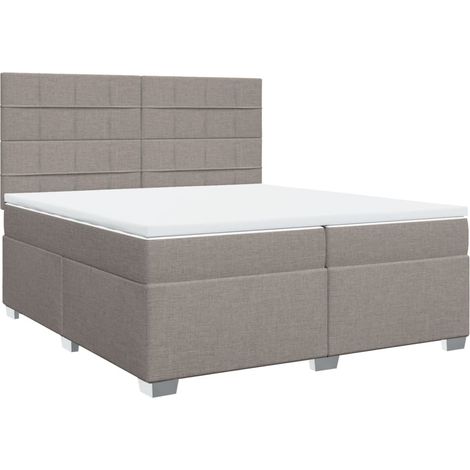vidaXL Giroletto a Molle con Materasso Tortora 200x200 cm in Tessuto (1/5)