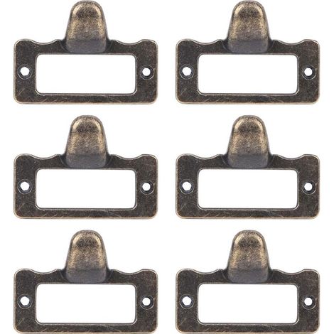 Poignées de tiroir rétro, 6 pièces, étiquettes antiques, cadres, porte-cartes de visite, boutons en bronze vintage pour tiroir d'armoire (1/4)