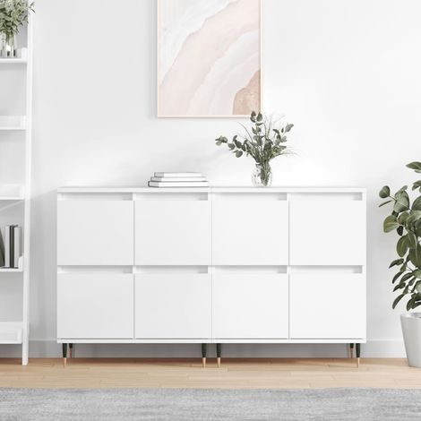 Buffet bas,Buffet Commode industriels 2 pcs blanc bois d'ingénierie -QS72711 (1/5)