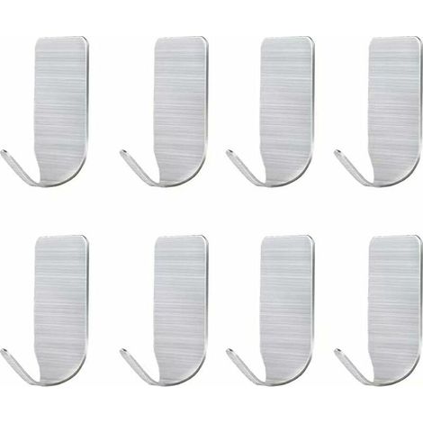 BEBUSINGOTO Selbstklebende Wandhaken, 8 selbstklebende Handtuchhaken ohne Perforation, Edelstahlhaken, Verwendung in Küche, Bad, Schlafzimmer, Garderobe, Schrank (1/5)