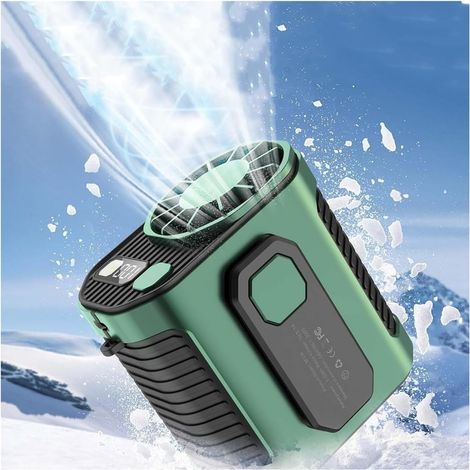 Ventilateur portable d'extérieur, Ventilateur à fixer à la taille — Ventilateur USB portable avec clip ceinture et longue autonomie — Idéal Vert