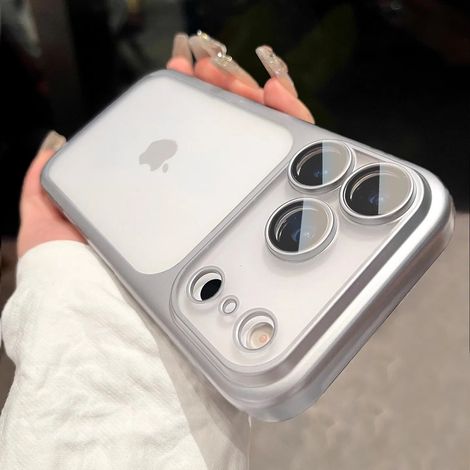 (iPhone 17 Pro, argent) Coque de téléphone semi-transparente ultra-mince avec cadre
