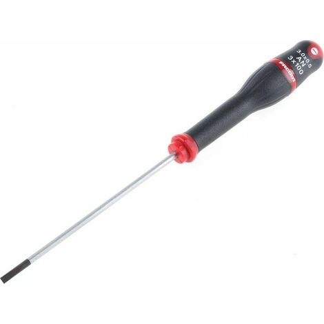 Facom – Tournevis plat 150 mm – Pointe 1 x 5,5 mm pour accès difficile – Poignée bi-matière ergonomique – Acier au carbure de silicium - AN55X150 (1/3)