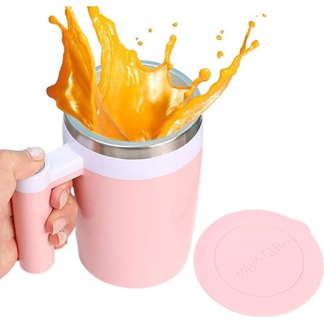 Vaso mezclador eléctrico - Vaso autoagitador - Prepara bebidas rápidamente - Diseño con agitación magnética - 380 ml - Rosa (1/5)