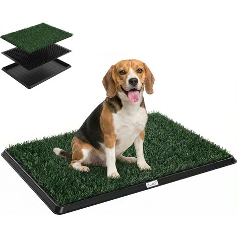 Tapis pour chien gazon artificiel lavable plateau drainage 76 x 50,5 cm toilette chiot intérieur extérieur