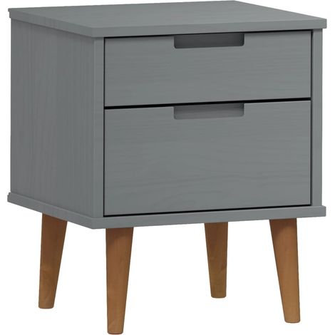 Nachttisch MOLDE Grau 40x35x48 cm Massivholz Kiefer vidaXL (1/5)
