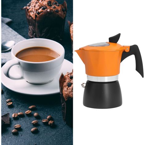 Cafetière Italienne Moka 150ML en Aluminium Bicolore pour Voyage, Maison et Bureau (1/5)