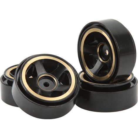 Lot de 4 moyeux de jante Beadlock pour voiture RC, sans colle, en laiton, pour voiture tout-terrain FMS FCX24 1/18 et 1/24 (noir). (1/5)