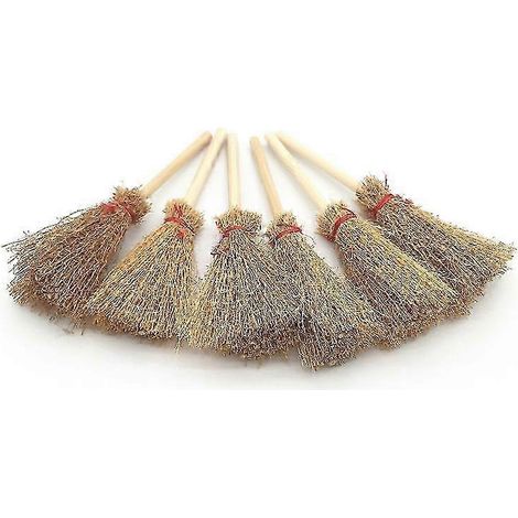 Mini balai large, lot de 6, bois de pin, marron, 4 x 9,5 cm (1,6 x 3,7 po) 25-26 (1/5)