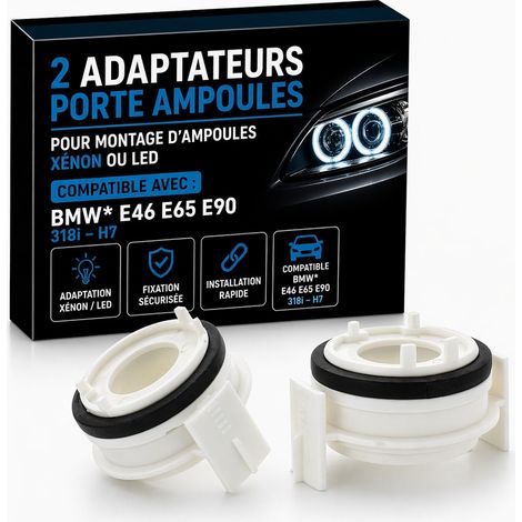 2 Adaptateurs Porte Ampoules BMW E46 E65 E90 318i - H7 - 2 ADAPTATEURS PORTE AMPOULES XÉNON COMPATIBLE AVEC AUDI - ADAPTATION A (1/2)