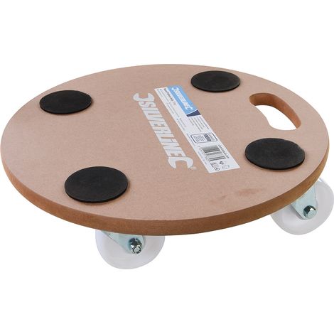 Silverline – Chariot plateforme circulaire 250 kg – Plateau en MDF ultrarésistant – Charge maximale 250 kg – Pour chantiers humides et terrains accidentés