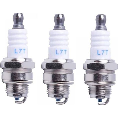 Bougie d'allumage L7T Tronçonneuse Tondeuse à gazon Petit Moteur Accessoire Pièces Compatible avec Hus-qvarna Rep NGK BPMR7A 4626 Equivalence RCJ6Y Champion Bosch WSR6F,Pack de 3 (1/4)