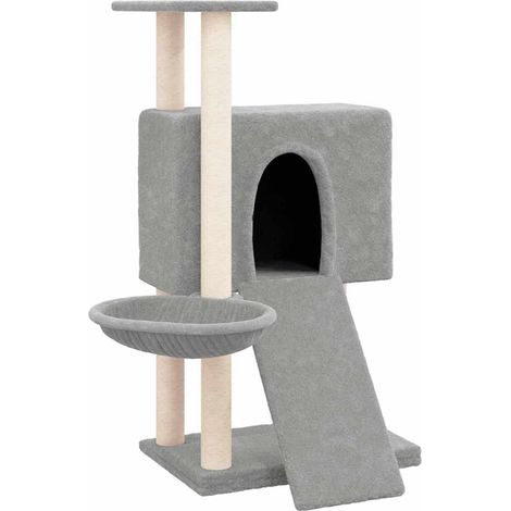 Rascador para gatos con postes de sisal gris claro 96 cm vidaXL