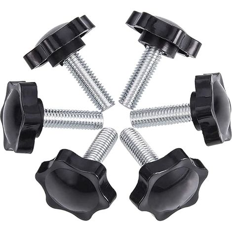Papillon,Lot de 6 vis à oreilles M8 50 44 vis à oreilles, pinces à vis moletées en plastique pour bouton étoile (1/4)