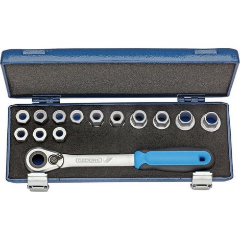 Gedore set di chiavi a bussola 19 SKU-20 14 pz. 1/2″ SW 10-24 mm numero di denti 60 esagonali - 2521563