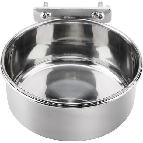 Gamelle en acier inoxydable pour nourriture et eau, accessoire pour cage à oiseaux (taille L) (1/2)