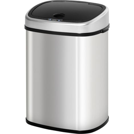58L Stainless Steel Touchless Kitchen Sensor Trash Can - Automatic Silver Garbage Bin for Effortless Waste Disposal