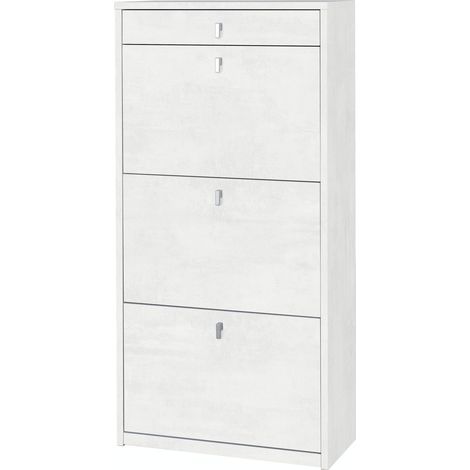 Scarpiera 3 Ante e 1 Cassetto 63L x 29P x h127 – Finitura Bianco Opaco – Sarmog (1/5)