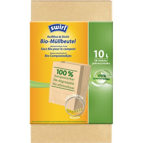 Swirl Bio-Müll-Papierbeutel 10 L, 10 Stück Mülleimer & Abfallbeutel