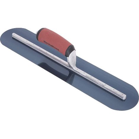 Frattazzo lisciante Marshalltown con estremità completamente arrotondate e manico curvato Durasoft, in acciaio blu, molto adatto per pavimenti e calcestruzzo, dimensioni: 508x127 mm