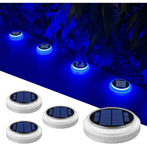 Lampe Solaire Exterieur Jardin,Lumiere Solaire Exterieur 360 ° LED Decoration Jardin Exterieur IP68 étanche Spot Solaire Exterieur Avec Auto On/Off Lampadaire Exterieur,40LmLumière bleue,4pcs (1/5)