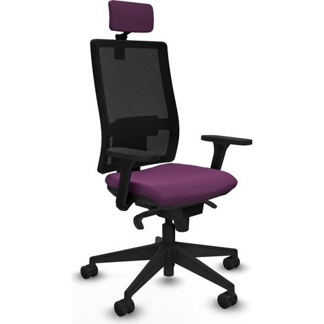 Horna sincro malla negra similpiel morado brazos 3D base piramidal cabecero 2D ruedas 65mm nailon (1/5)