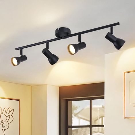 Deckenstrahler 4 Flammig Deckenleuchte Wohnzimmer -GBLY Schwarz Deckenlampe Modern Design Strahler Innen Metall GU10 Deckenspots 350°Schwenkbar Spots für Schlafzimmer Flur Küche(Ohne Leuchtmittel) (1/5)