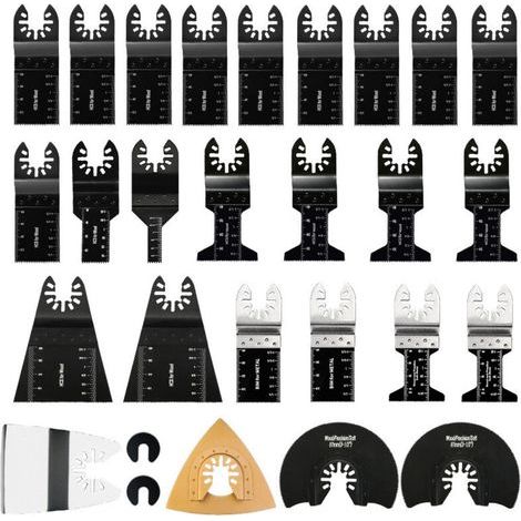 Jeu de 28 Lames pour Multi-Outil Oscillant - Universel pour Couper, Poncer, Gratter - Compatible Fein, Bosch, Makita, DeWalt, Dremel (1/4)