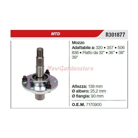 MTD cubo de cuchilla cortacésped cortacésped 320 357 506 836 R301877
