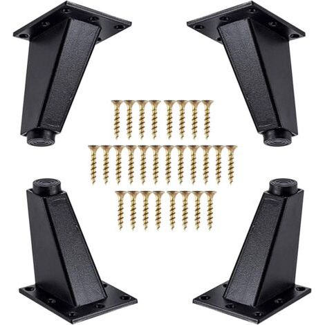 4-teilige Möbelbeine, schräge Möbelbeine aus Aluminiummetall, Sofabeine als Ersatz für Schrank, Sofa, Tisch, Kommode, Befestigungsschrauben im Lieferumfang enthalten, Schwarz, 80 mm (1/5)